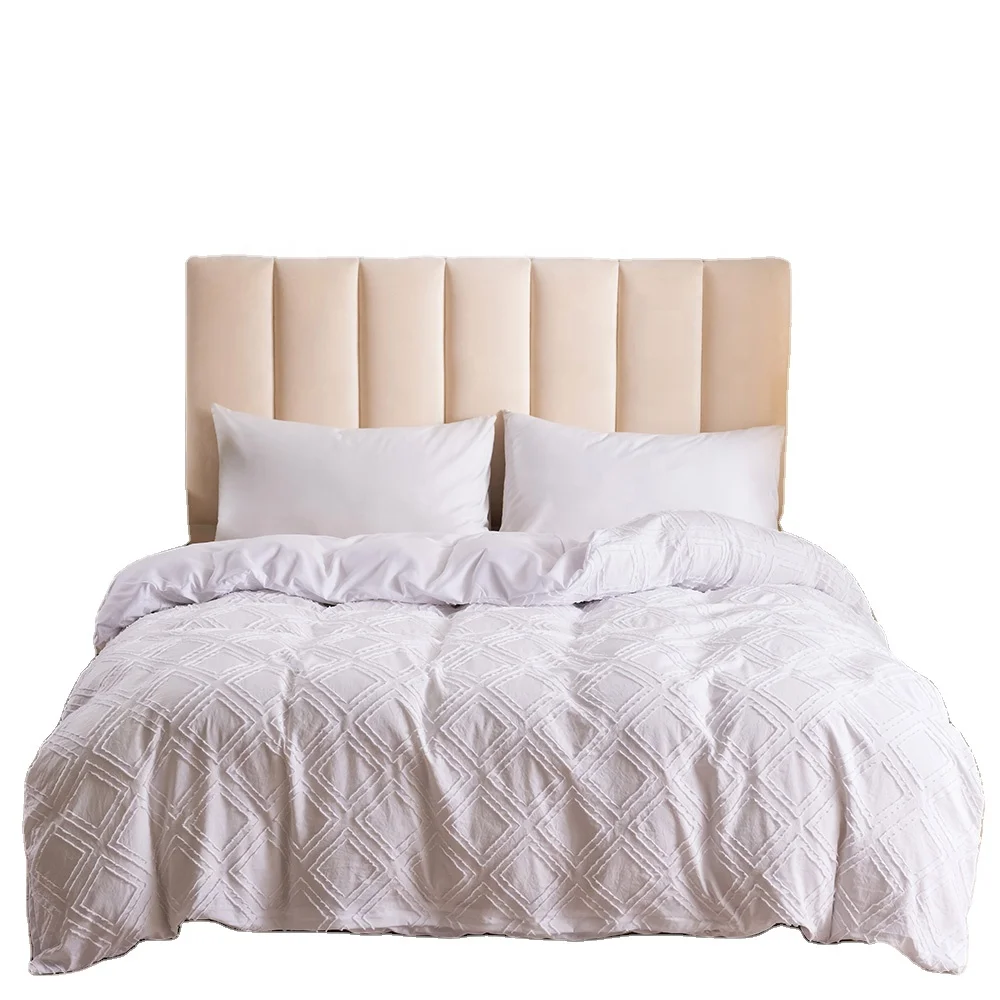 2021 New Design Cut Flower Pane Style Queen Size 3Pcs Quilt Covers With Pillowcases Microfiber White Duvet Cover Set