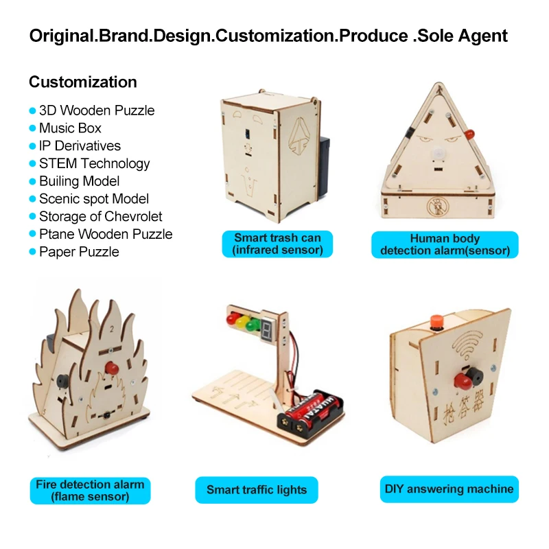 Custom development promotional drone learning ship model wooden project science experiment educational toys stem kit for kids