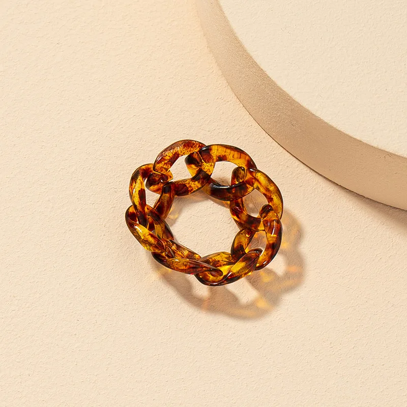 Новинка 2021 дизайнерское зеленое кольцо из акриловой смолы на палец витая Цепочка прозрачное акриловое с леопардовым