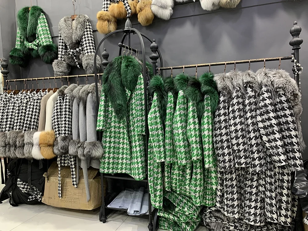 High Level Real Fluffy Fur Trench Coat Long Cashmere Wool Coat Women With Belt