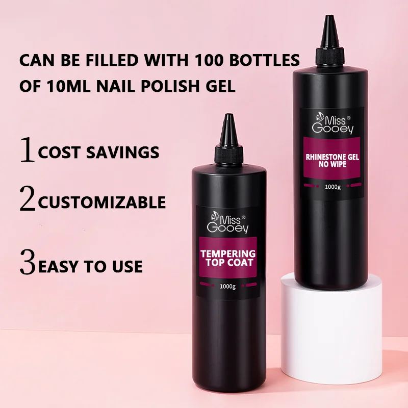 UV GEL 1KG Peel Off Base Coat No-Wipe Long Wear Tempered Top Coat Nail Gel Polish OEM Bulk 1000ml Nail Enamel Polish