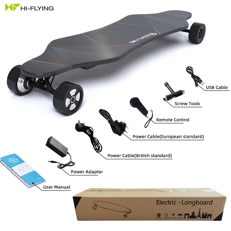 China factory OEM dual motors 450W*2 electric skateboard long boards electric skateboard led light long board