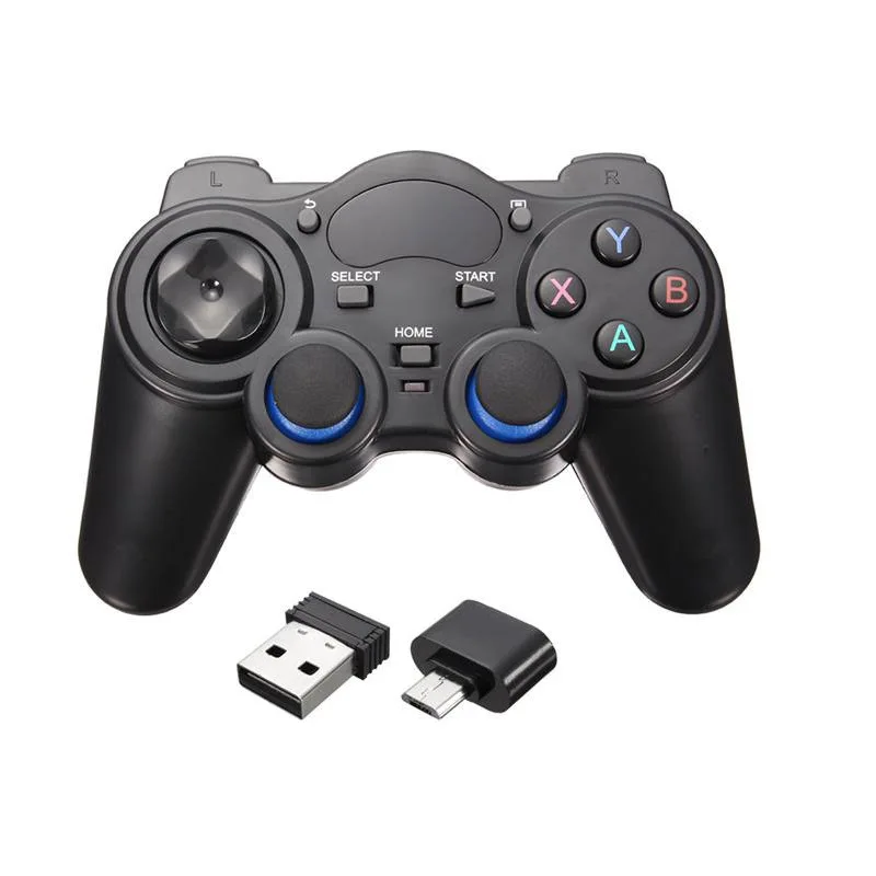 2.4G Game Controller Wireless Gamepad Joystick For PS3 Android TV Box Analog Sticks with OTG Adapters USB Receivers d40