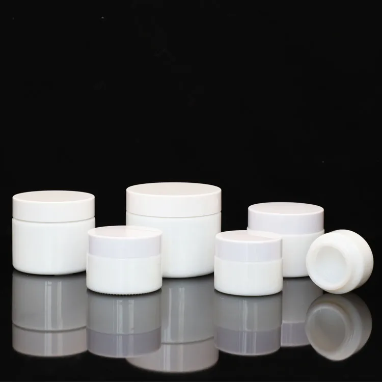 15ml glass white porcelain skincare jar cosmetic cream custom jar in stock with white plastic cap and Gasket