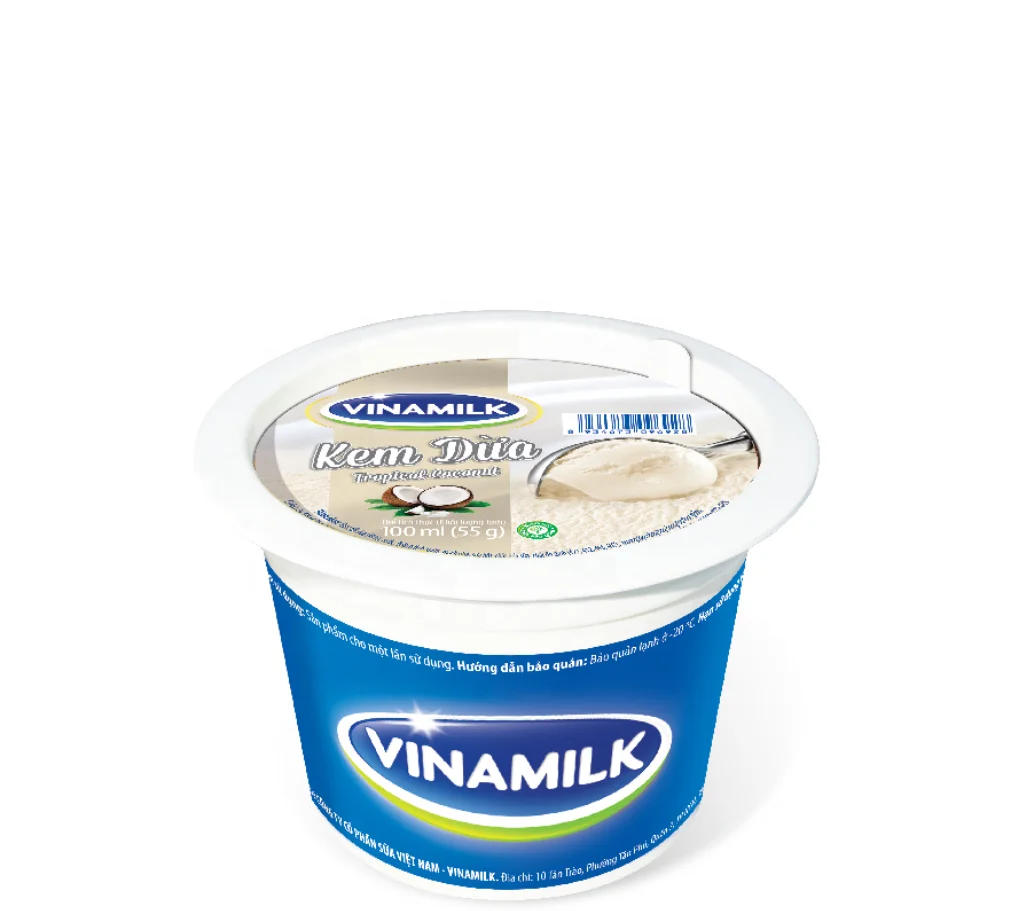 Wholesale Personal Delicious Taste Ice Cream - Vinamilk Brand - Coconut Flavor - Packing 100ml Per Cup X 24 Cups HACCP HALAL BOX