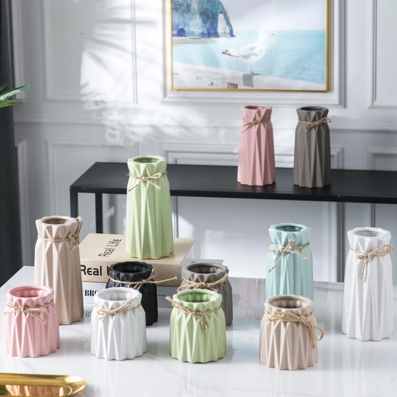 Small Creative Home Desktop Decoration Artificial Flower Bonsai Flower Vase Ceramic Hydrangea Flowers Bouquet