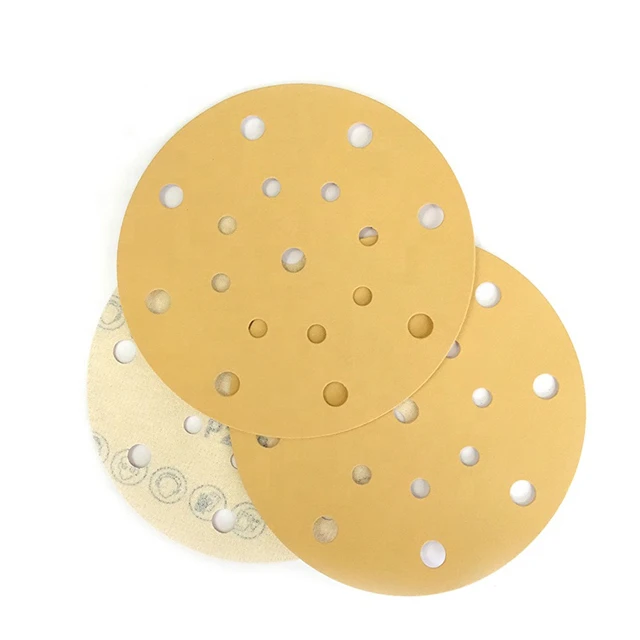 6inch(150mm)17 holes hook and loop Gold sanding discs sandpaper for orbital sander