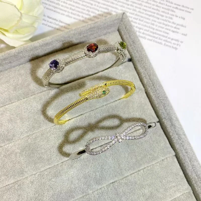 PUSHI mixed lot  brand designer bracelet zircon femme luxury bracelets bangles jewelry fashion gold bangle for women