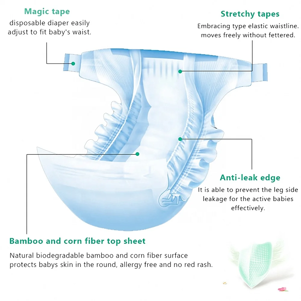 OEM ODM High quality Wholesale Disposable Sleepy bamboo biodegradable Baby Diapers Manufacturers in China