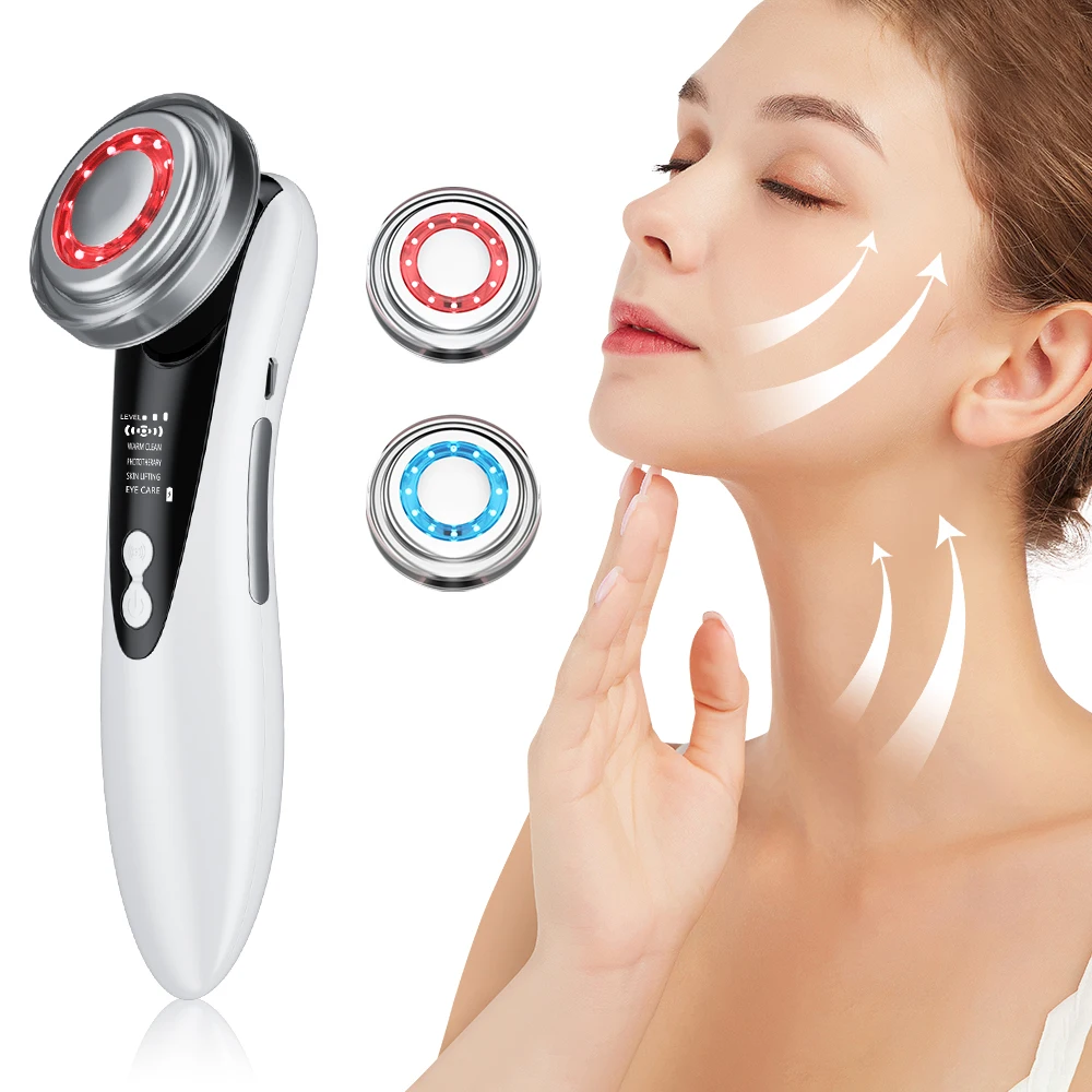 2024 Iontophoresis Machine Beauty Face Lifting Massager Device Facial Vibration Photon Skin Rejuvenation Hot Massage Home Use