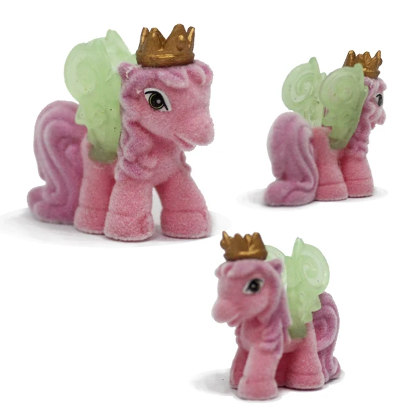 WJ2401 Mini Pony Doll Toy with Green Wings Anime Flying Horse Figurine Safe Flocked PVC for Children