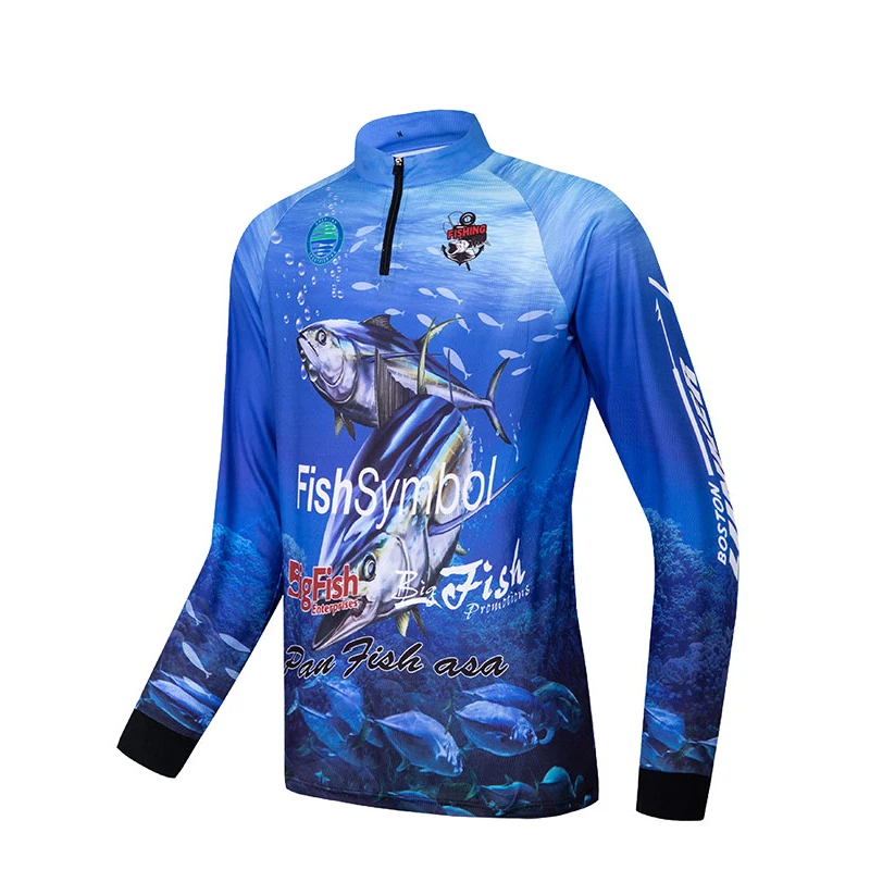 UPF50 Uv Protection Mens Fishing Shirts Quick Dry