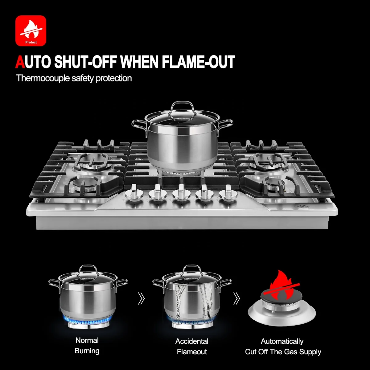 JunSky Professional Manufacturer 30 Inch Korean Gas Stove Temper Estufa De Gas