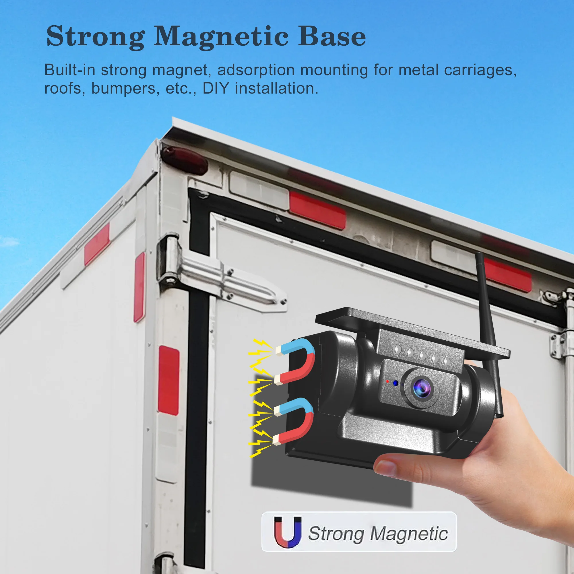 New popular Solar Wireless Backup Rearview rear view Camera magnetic 10000MA battery  Car RV Truck Trailer Camper Home