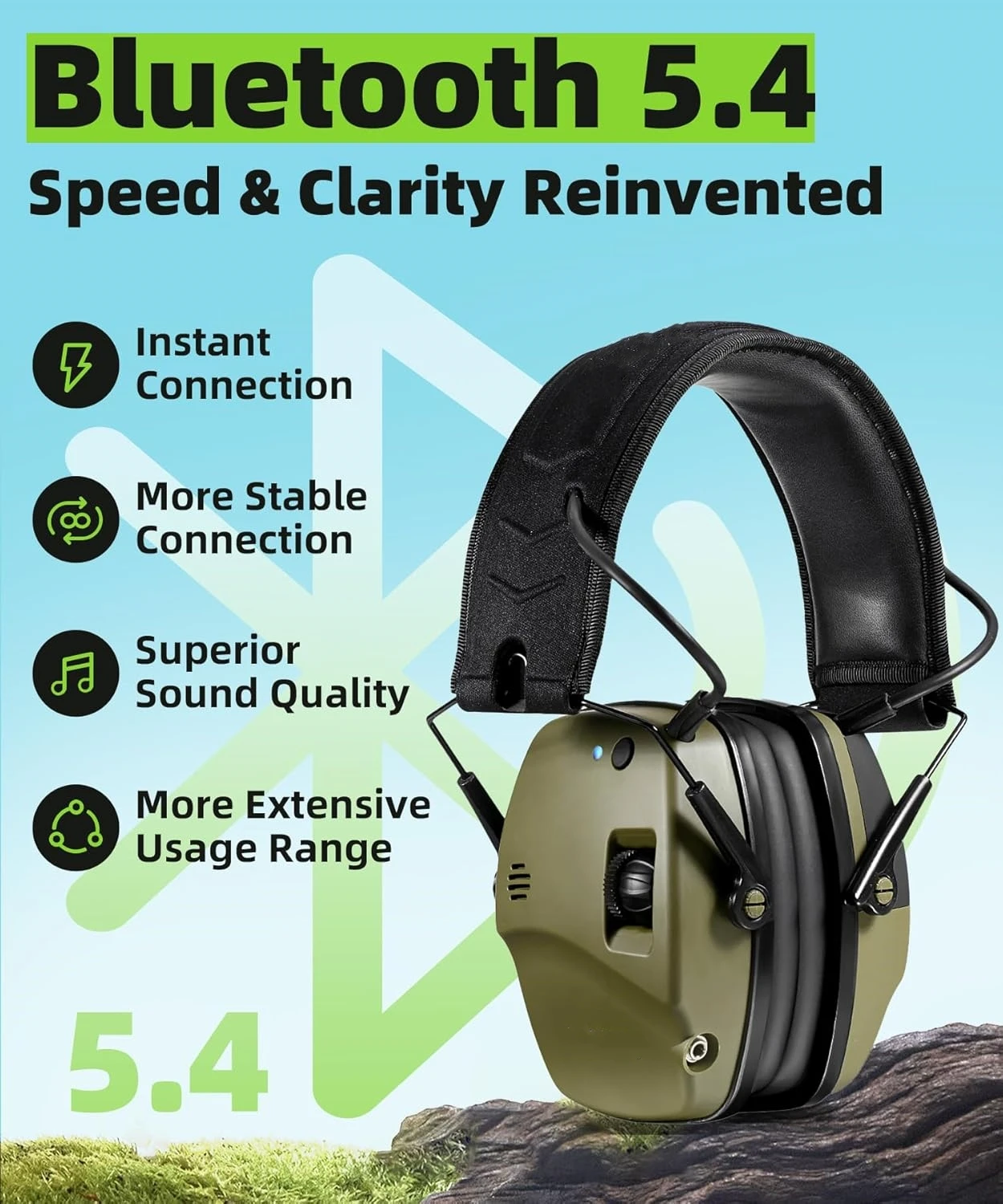 Noise canceling blue tooth earmuffs earmuffs active headphones for shooting electronic earmuff