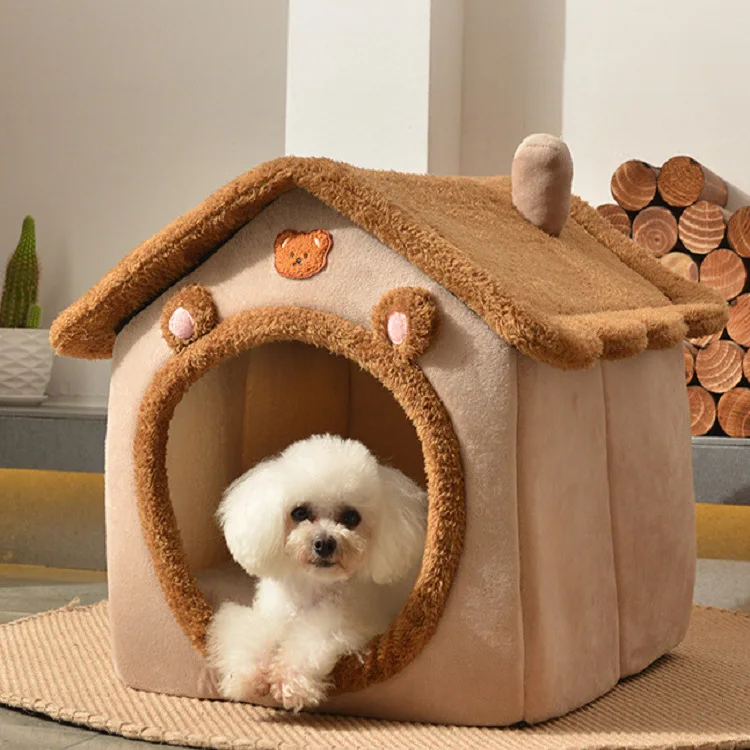 Wholesale Indoor Luxury Dog Beds Winter Cotton Warm Cats House with Modern Animal Pattern Sustainable for Living Room Use