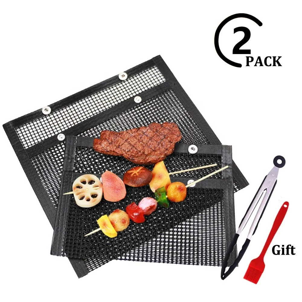 Easy to Clean Non-Stick BBQ Grill Mesh Bag BBQ Baked Bag Mesh Grilling Bag with Free Oil