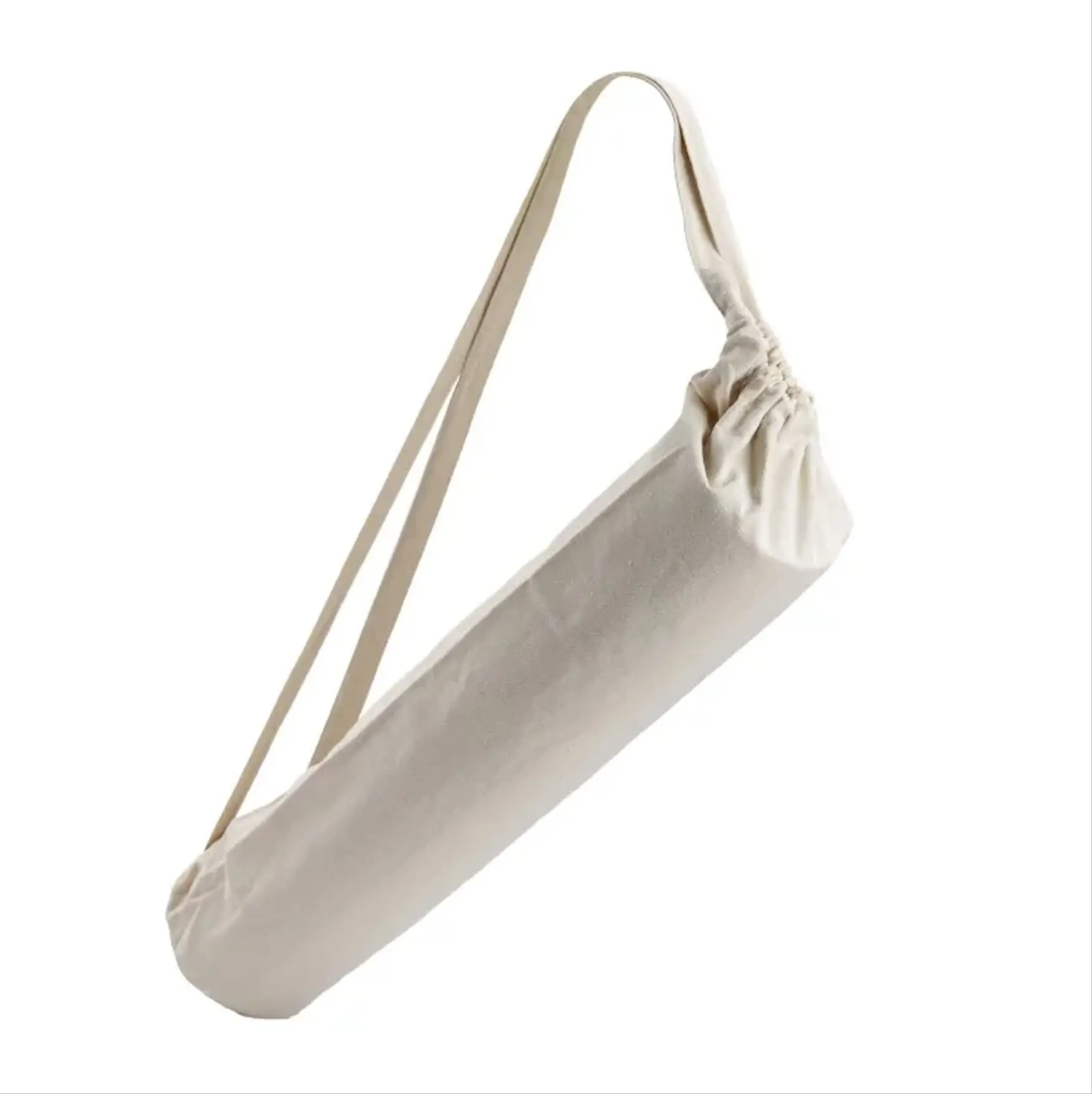 QQgift 2024 New OEM Custom Lightweight Carrier Crossbody Backpack High Quality DrawString Linen Canvas Yoga Mat Towel Holder Bag