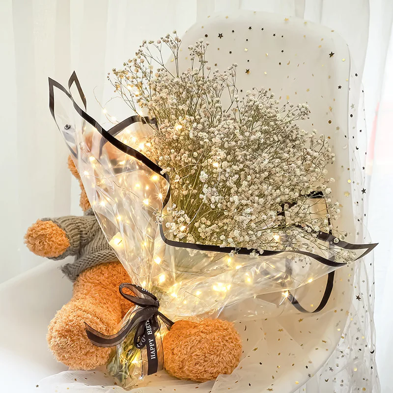 LED Plastic Wrapping Paper For Flowers Florist Cellophane With Light