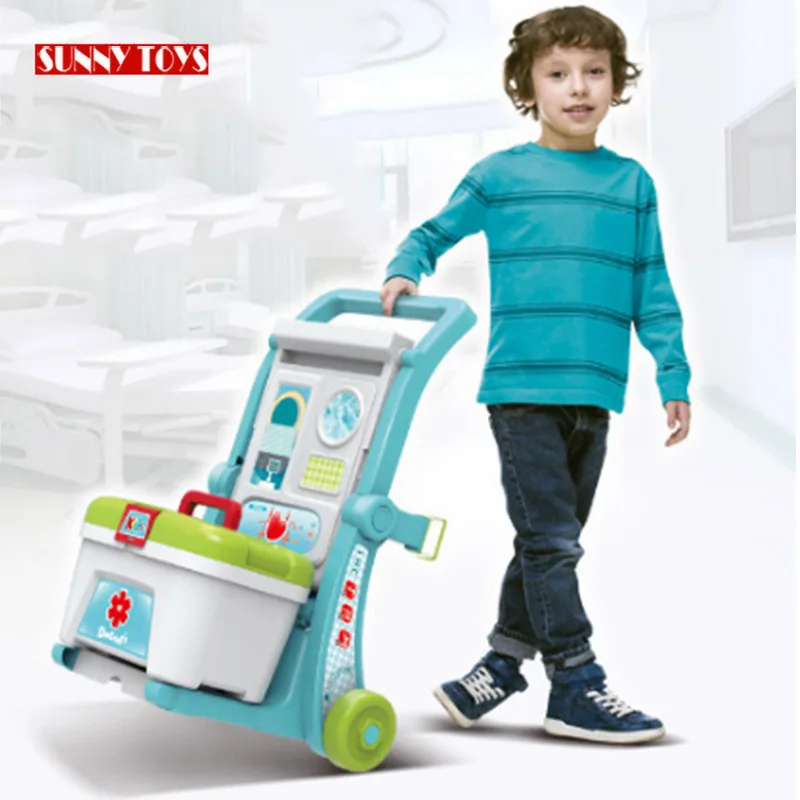 3 in 1 pretend play doctor kit suitcase toys educational plastic kids doctor cart toy for boys girls