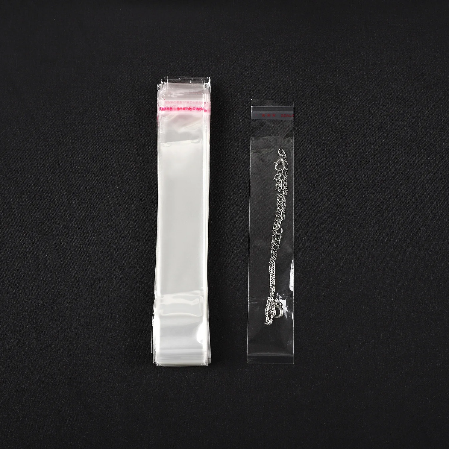 Clear Disposable self-sealing Bags Jewelry Storage Stobag Plastic long Sac auto adhesive Bag with Valve tape
