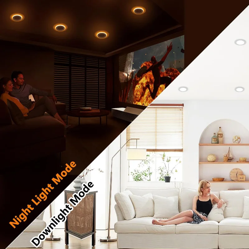 ETL 12 Pack 6 Inch LED Recessed Ceiling with Night Light 5CCT Selectable UltraThin 12W=110W Dimmable Canless Wafer Downlight