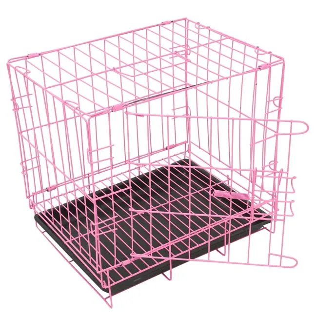 Custom Large Pet Kennel with Double Door Iron Animal Cage and Tray Button Closure Printed Pattern Cat Cage for Dogs and Cats
