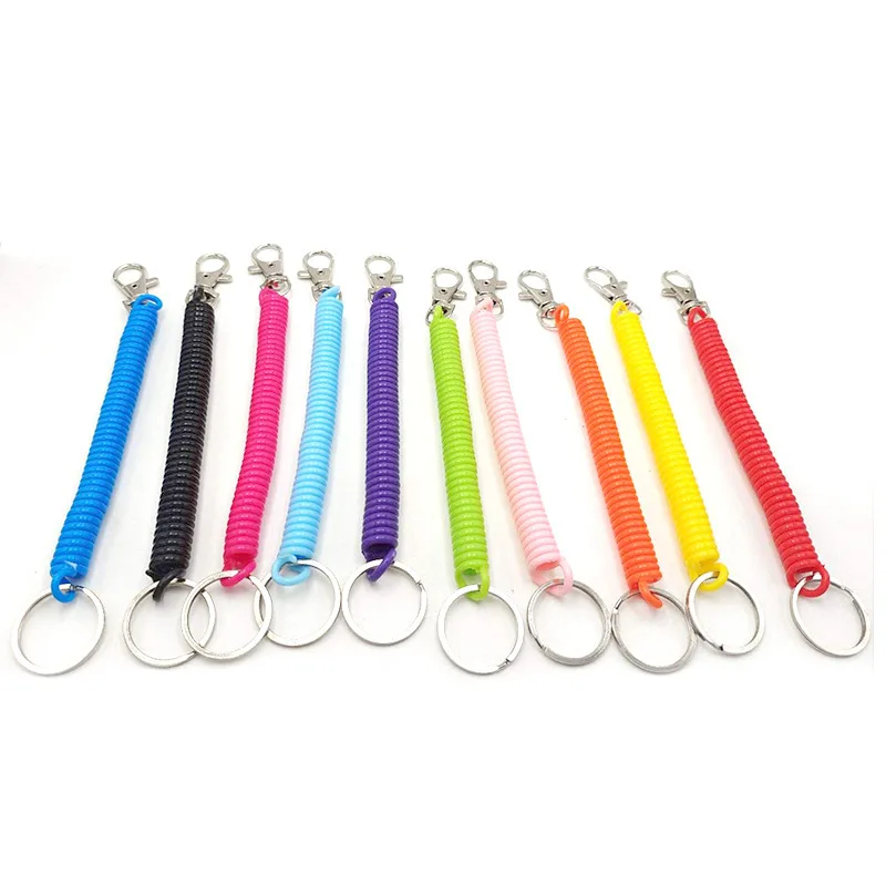 Miaomeijia High Elastic Plastic Anti-Lost Telephone Line Spring Rope Key Chain Bag Mobile Phone Lanyard Keychain Color Spring Ro