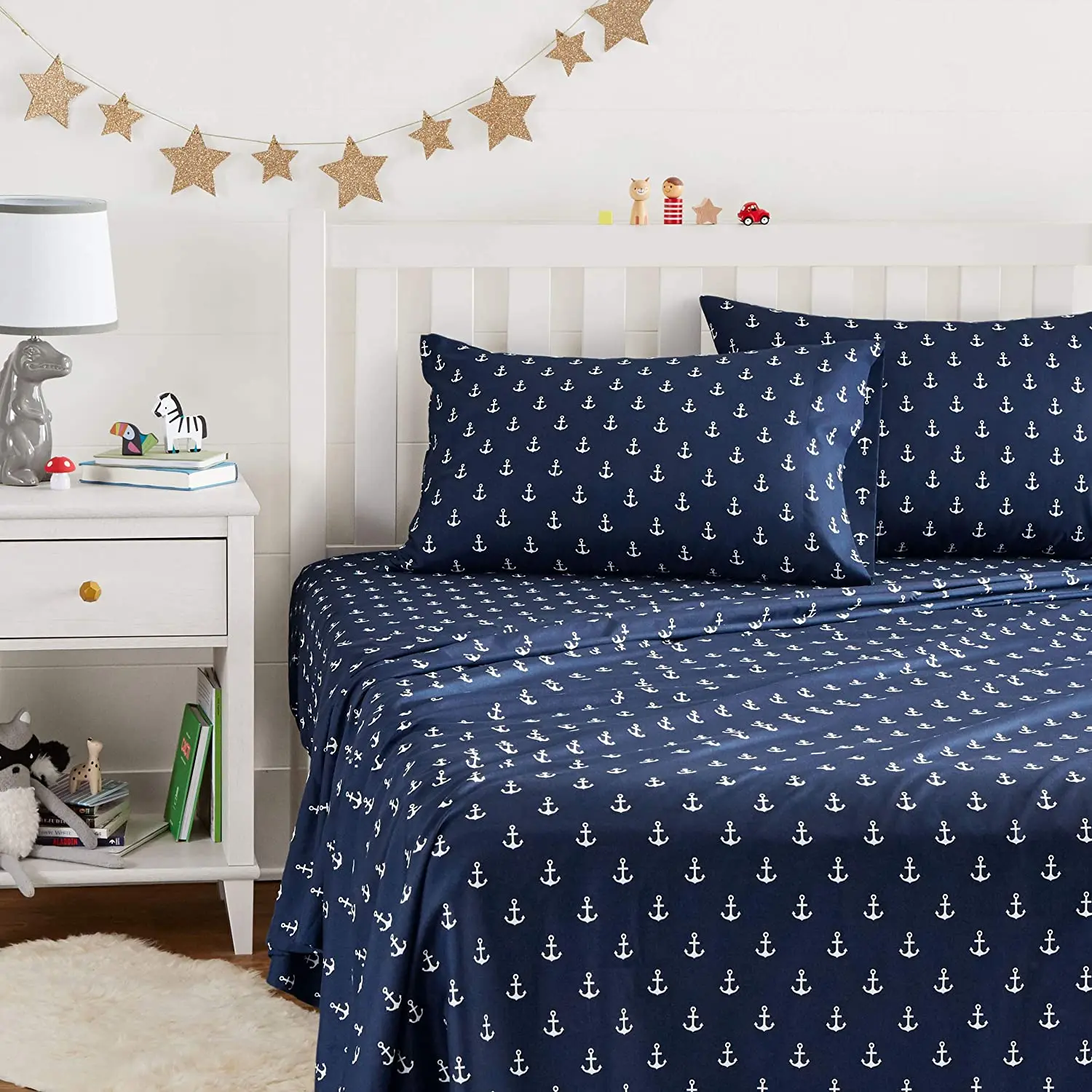 Microfiber Nice Printed Anchors Printed Navy Bedding Bed Sheets for Boys And Girls