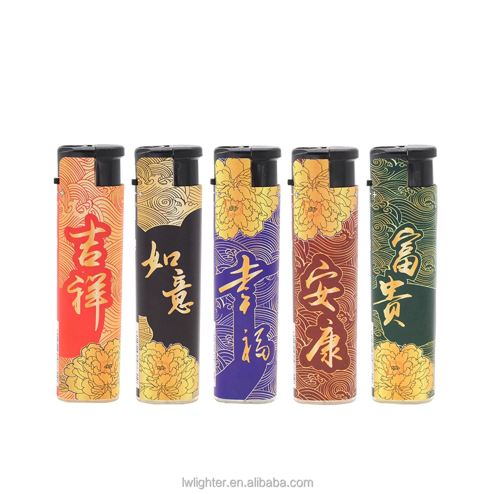 Cheap 80mm slim customized cigar plastic disposable butane gas windproof electric lighter