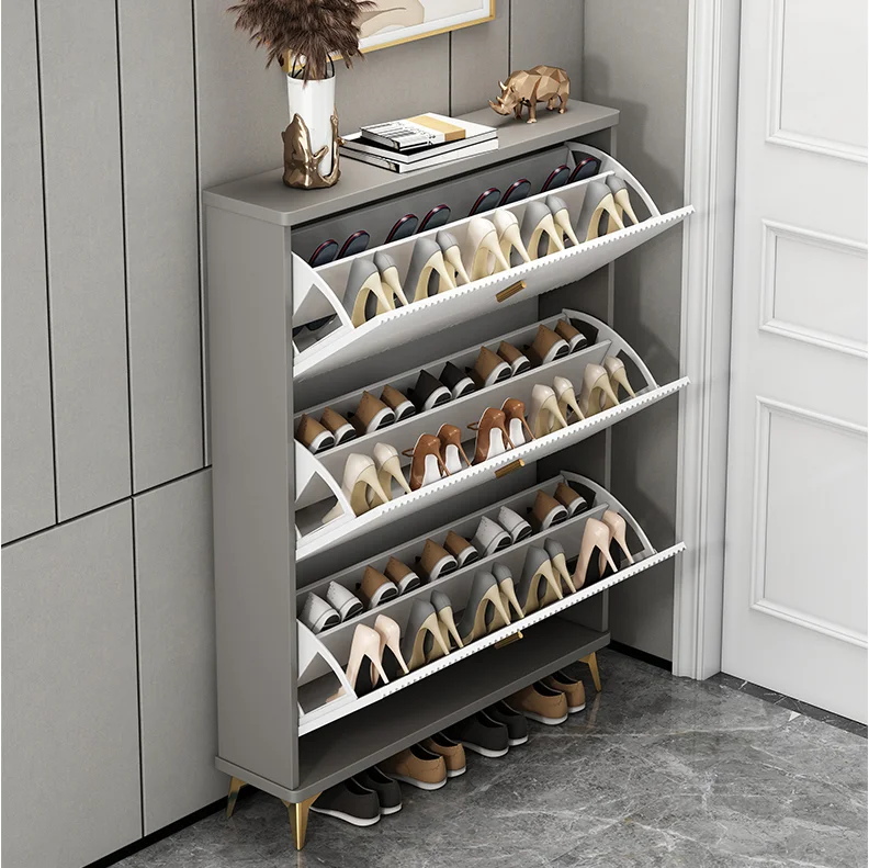 Entrance Winter Shoes Wall Slipper Wood Rack Closed Tipping Bucket Flip Drawer Shoe Racks Cabinets For Small Spaces