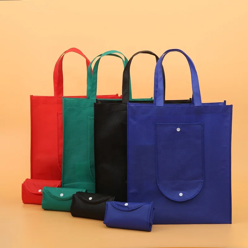 Reusable supermarket promotional print non woven fabric carry bag with pocket