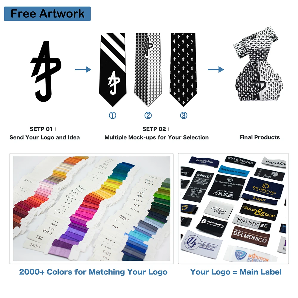 Luxury Designer Polyester Silk Blend Bowties Mens Woven Patterned Pre Tied Custom Logo Bow Ties