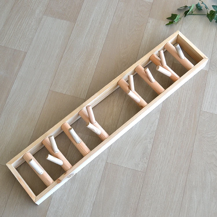 Wholesale Hook Clothes Hanging Rustic Coat Rack Wooden Wall Mounting Hook For Clothes