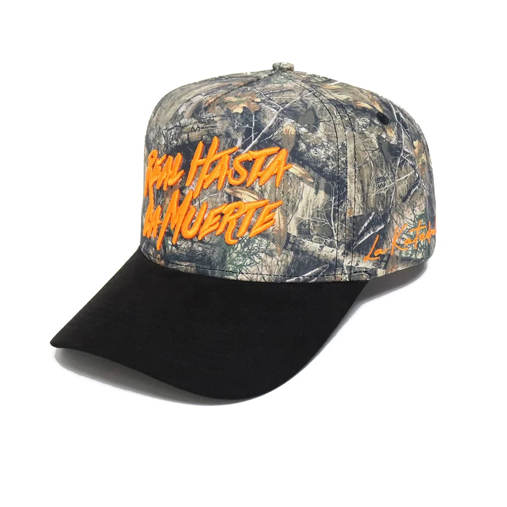 Hot selling 5 panel baseball cap low moq 3d custom embroidery logo camouflage cap for men outdoor sports cap with logo