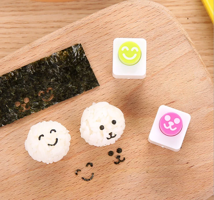 4 Cavities Plastic DIY Ball Shape Sushi Rice Decorating Mold Set Include Nori Cutters And Spoon Bento Accessories