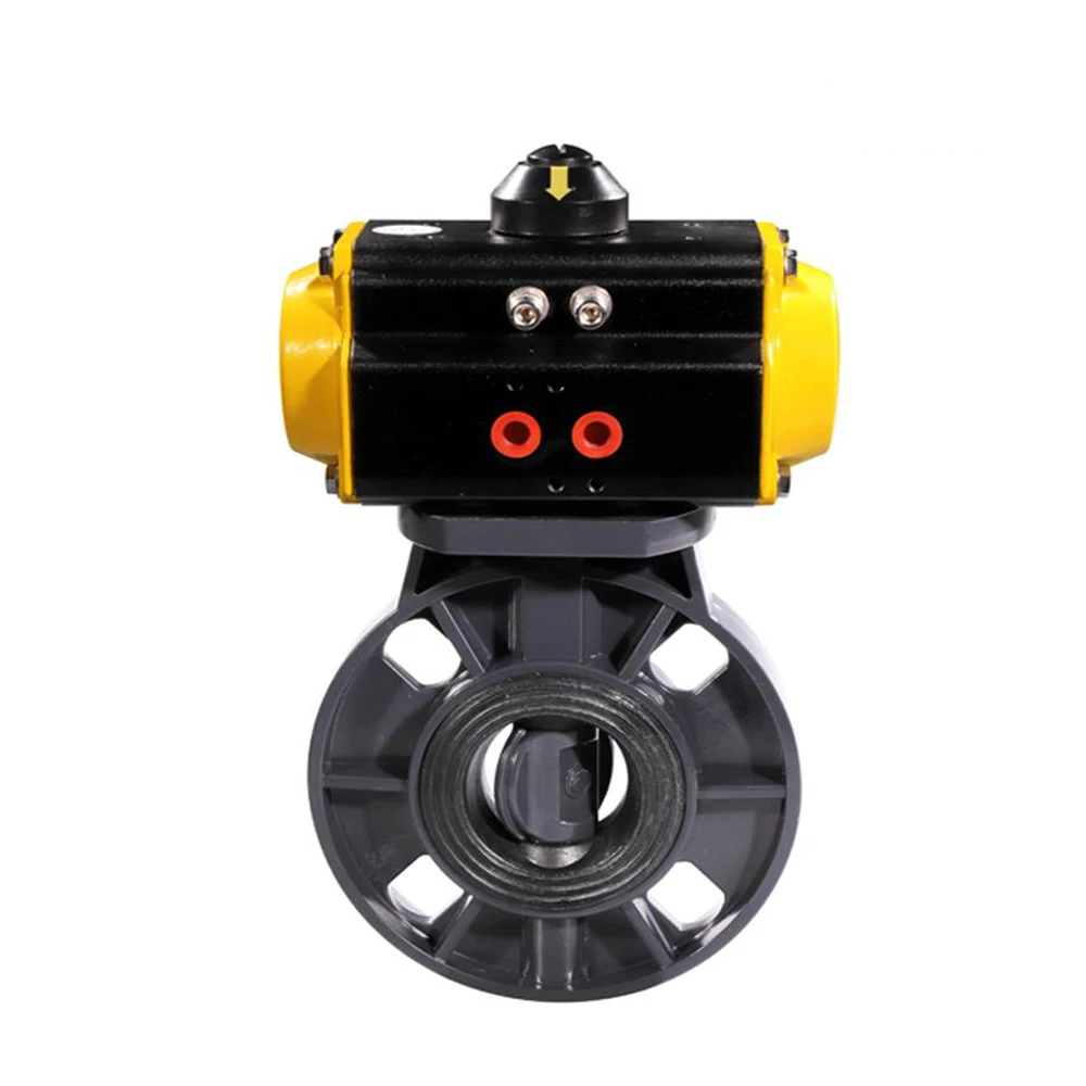 220V DN50 Pneumatic UPVC PVC Plastic Butterfly Valve