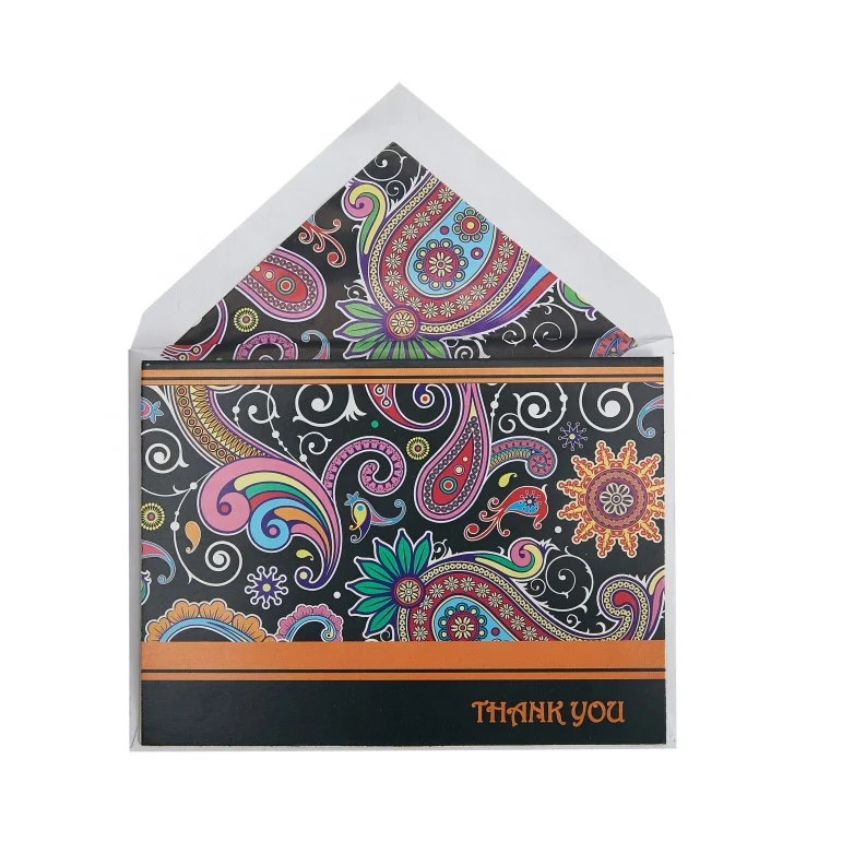 Eco Friendly Thank You Greeting Cards with Envelope Liner, Custom Printed High Quality 2 UP Gift Box