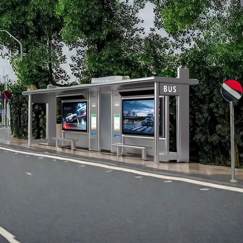 Steel rail guard for bus station bus station shelter led sign bus station ac Use waiting rest stops on city streets