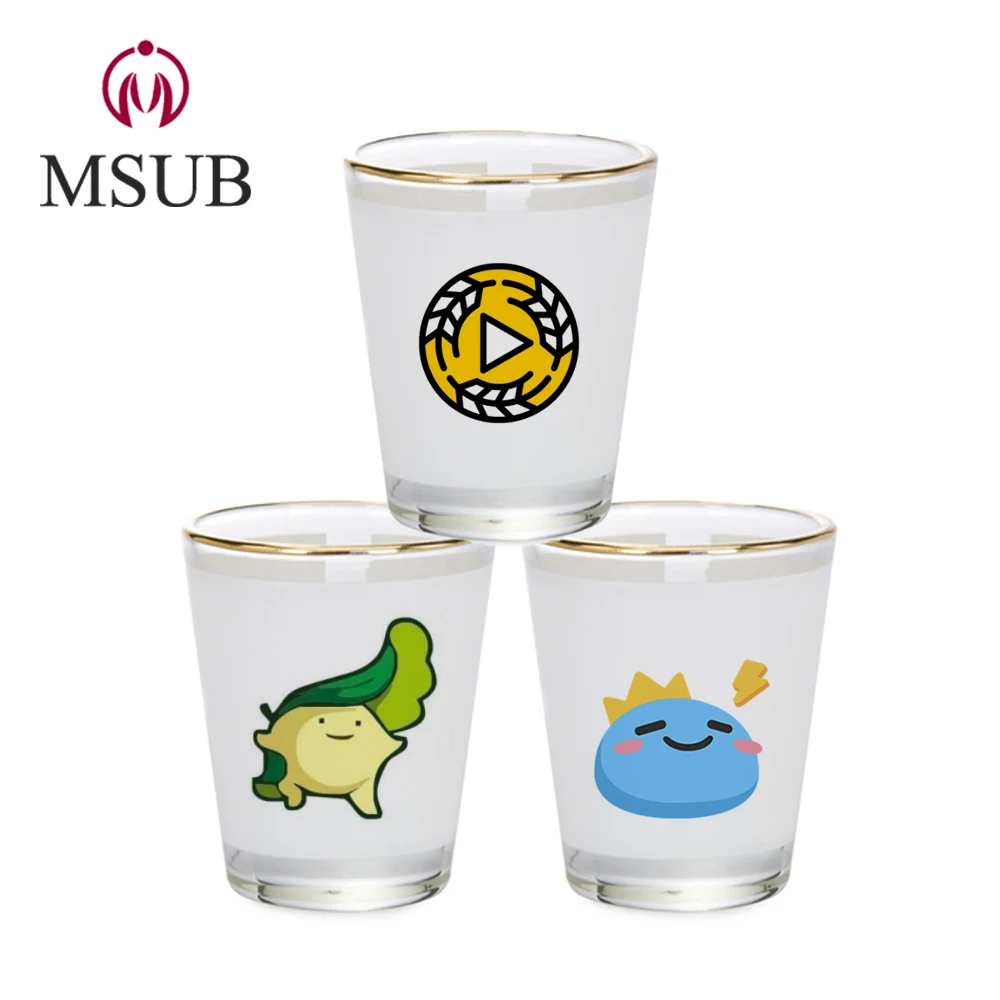 
Glasses factory direct 1.5oz Sublimation mugs shot glass mug with gold rim 