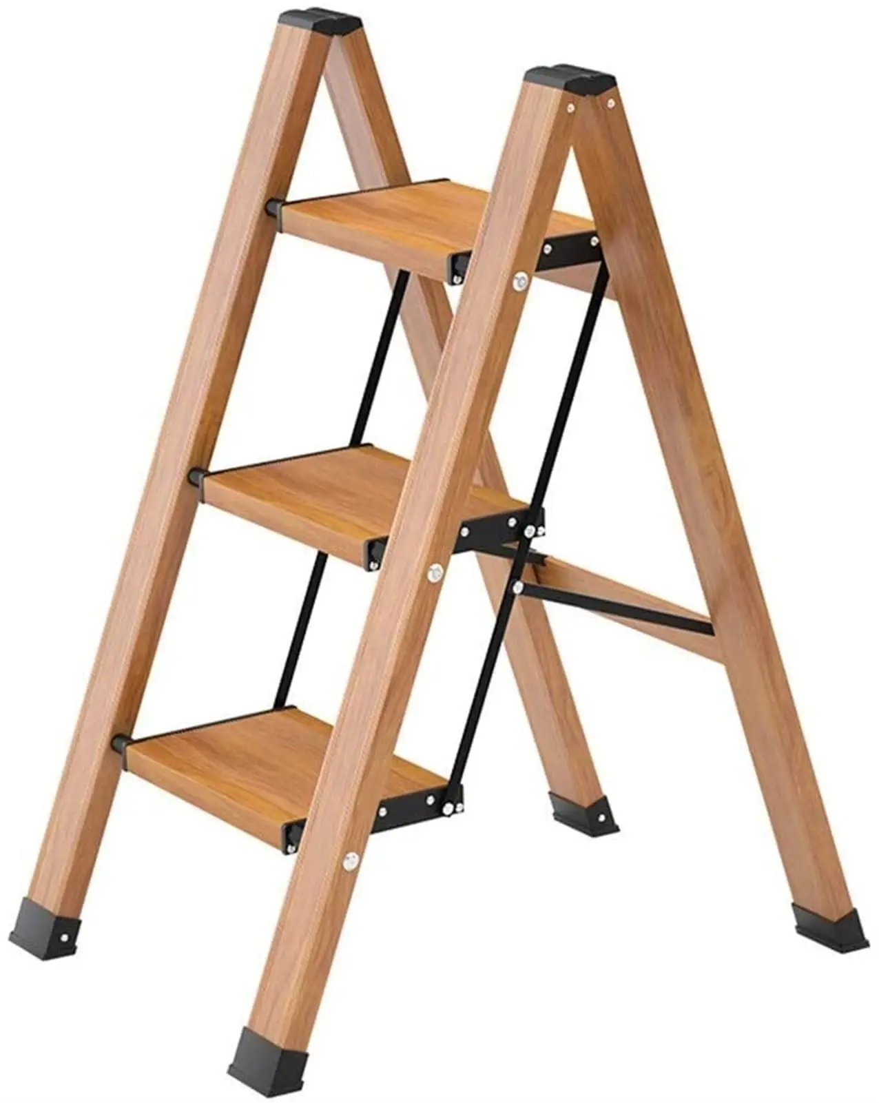 Collapsible Folding Ladder Household Durable Aluminum Step Ladder Foldable 3-Step Foldable Compact Step Stool