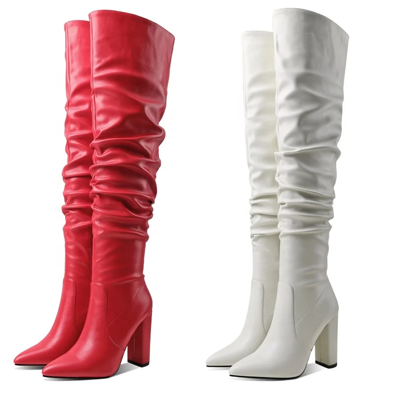 Winter new sexy high-heel soft leather  thigh high boots