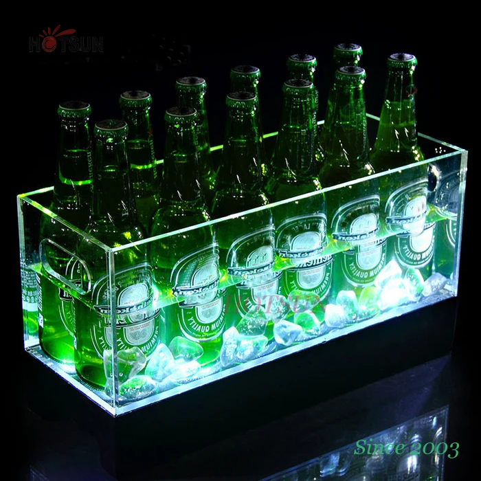 
Rechargeable Batteries LED Lighting Up RGB Wine Cooler Beer Champagne LED Acrylic Ice Bucket 