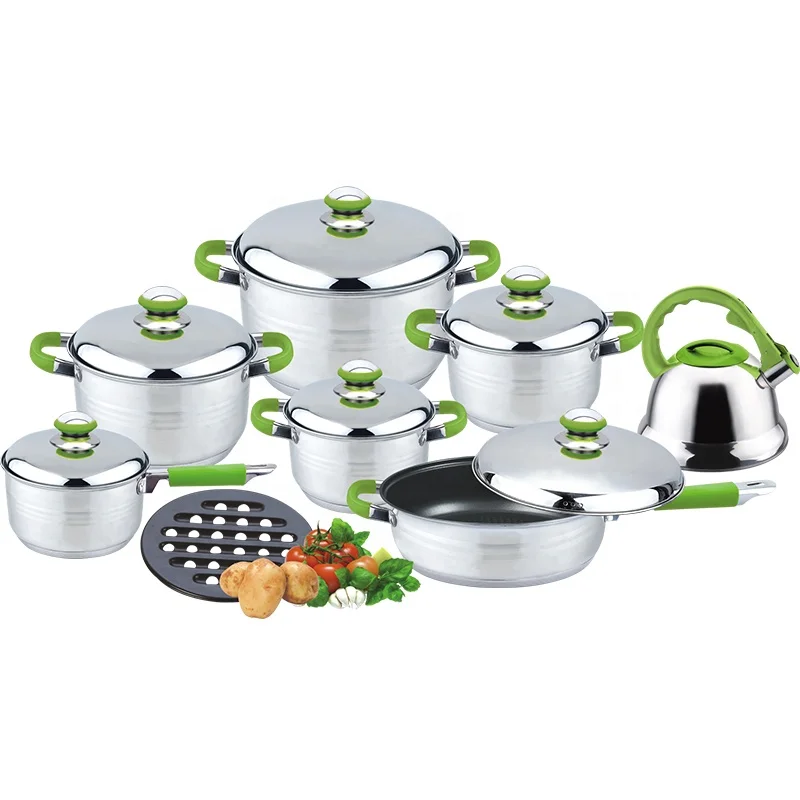 15 piece nonstick frypan cooking pots stainless steel cookware set
