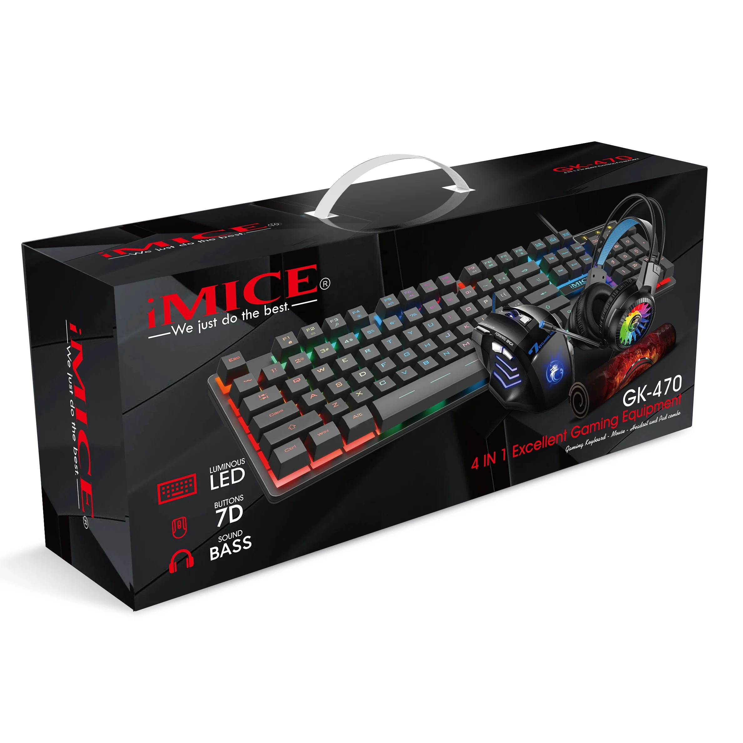 IMice GK-490 проводной освещение 4 в 1 игровой клавиатуры и мыши гарнитура мышь комбо