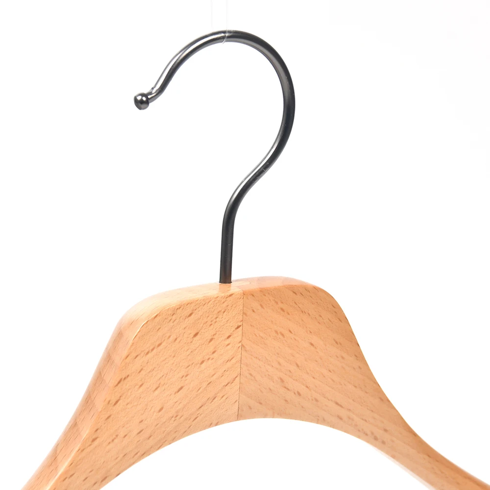 Custom logo branded clothes hanger hotel closet deluxe beech wooden coat hangers for display