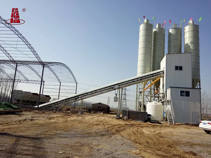 PLD Control large Production Low Cost HZS120 Bolted Cement Silo Belt Conveyor Concrete Batching plant paving construction work