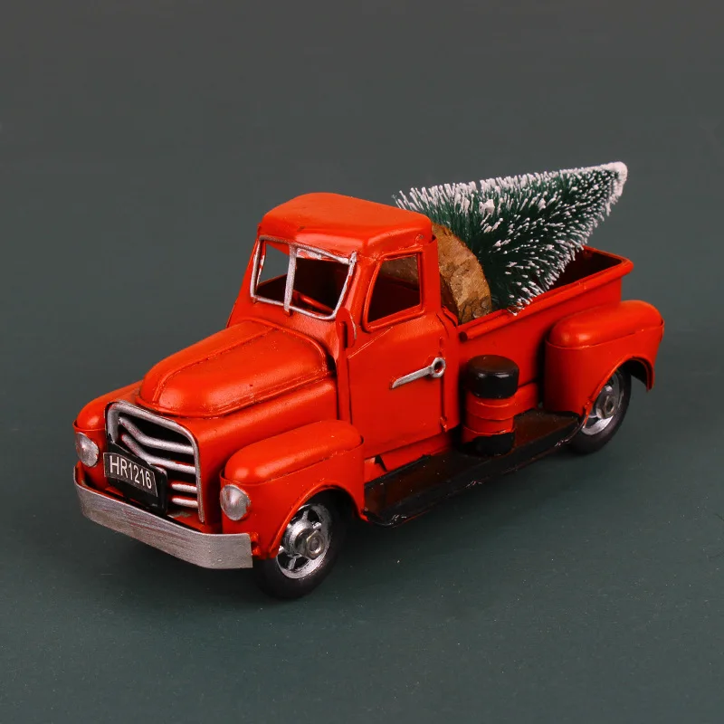 Wholesale decorative metal truck model vintage truck Christmas vintage red truck decor