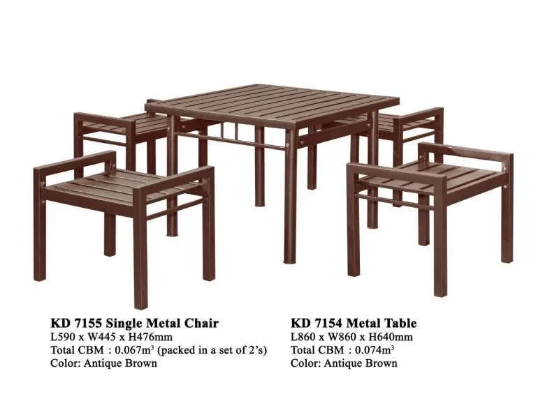 Factory Sale Outdoor Patio Garden Furniture Table and Chair Set KD-7154 Four Chairs One Table