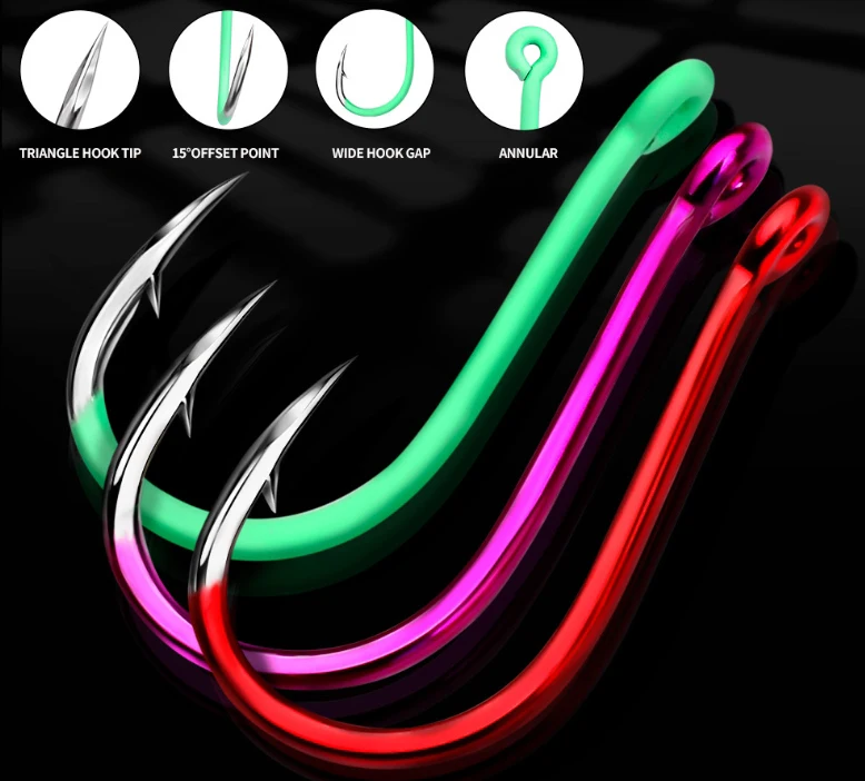 Luminous fishhook wholesale luminous high carbon steel Glow Hook suitable for deep-sea boat fishing and night fishing hook gear